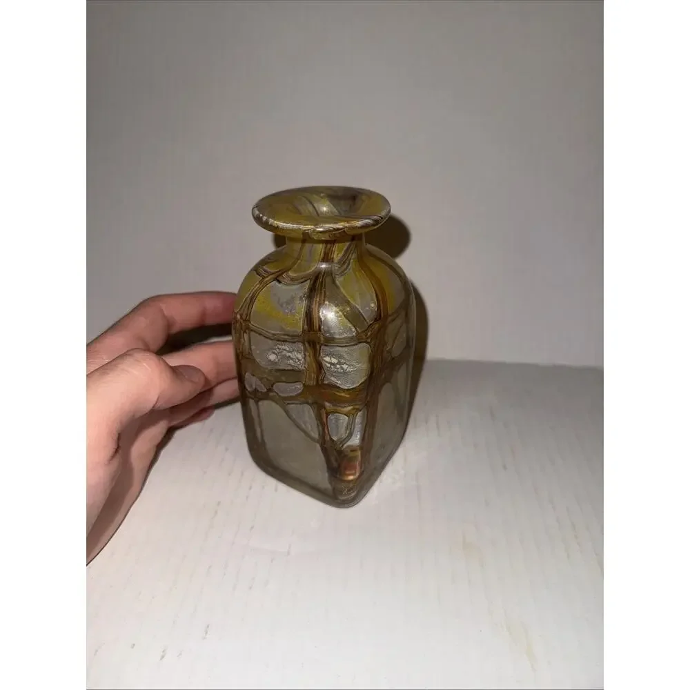 Rare Vtg Mid Cntury Mdina 70s Art Glass Bottle Mdg Vase Earthtones Vicente Boffo